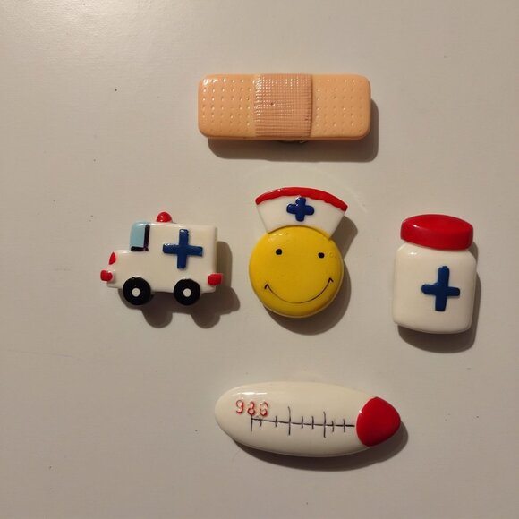 Nursing Themed Pin Set With Cute Designs & Gold-Tone Brooch-LIKE NEW - Picture 7 of 7